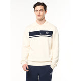 Sergio Tacchini Damarindo Long Sleeve Knit Polo - Gardenia/ Maritime Blue