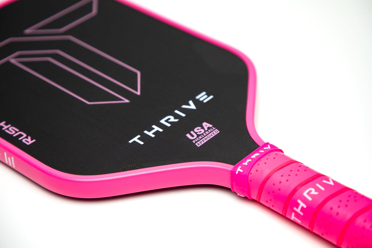 RUSH 13 INDIVIDUALES (ROSA) Incluye tarjeta de peso personalizada, funda de pala, borrador de pala y pesas de plomo.