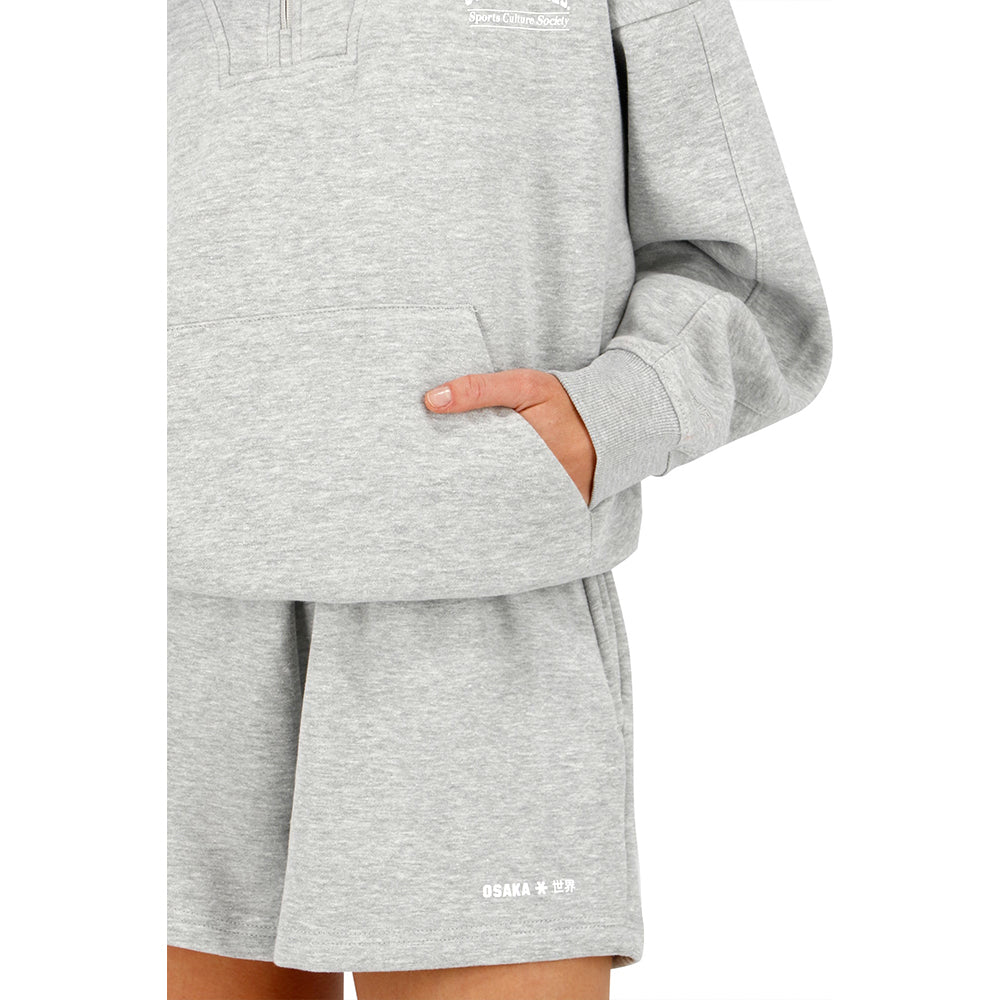 Suéter Osaka para mujer con media cremallera | Gris jaspeado