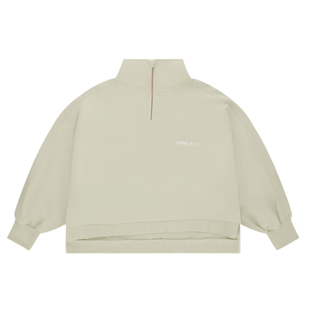 Osaka Women Cropped Half Zip Sweater | Warm Grey