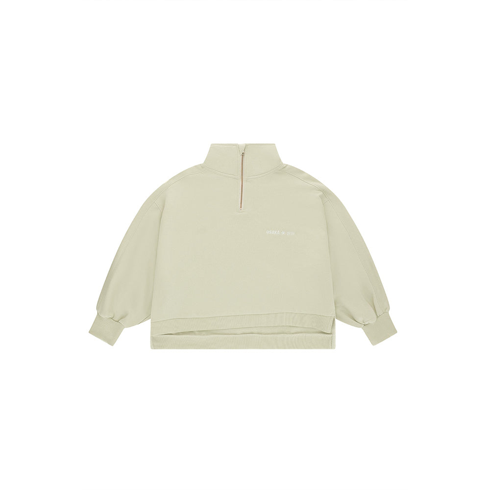 Osaka Women Cropped Half Zip Sweater | Warm Grey