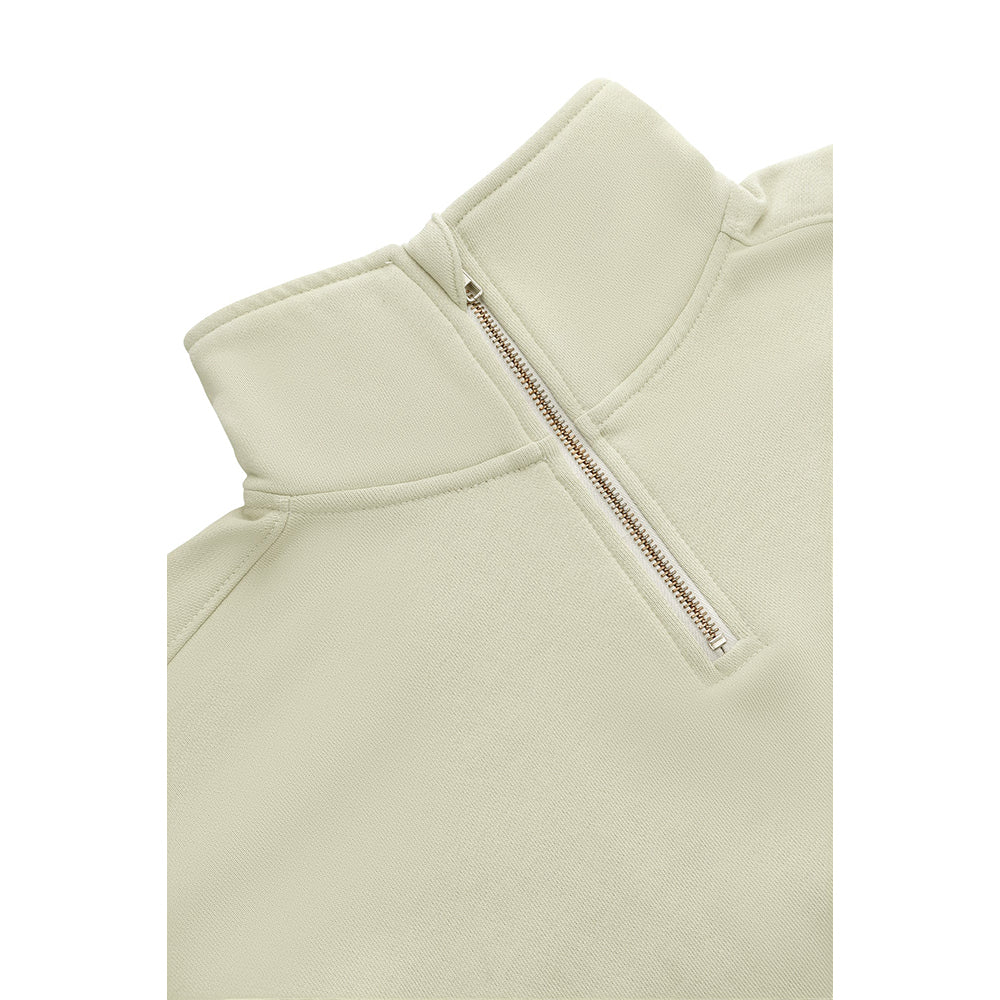 Osaka Women Cropped Half Zip Sweater | Warm Grey