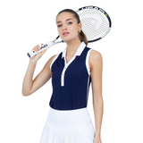 inPhorm NYC Alexa Performance Sleeveless Polo - Ink/White