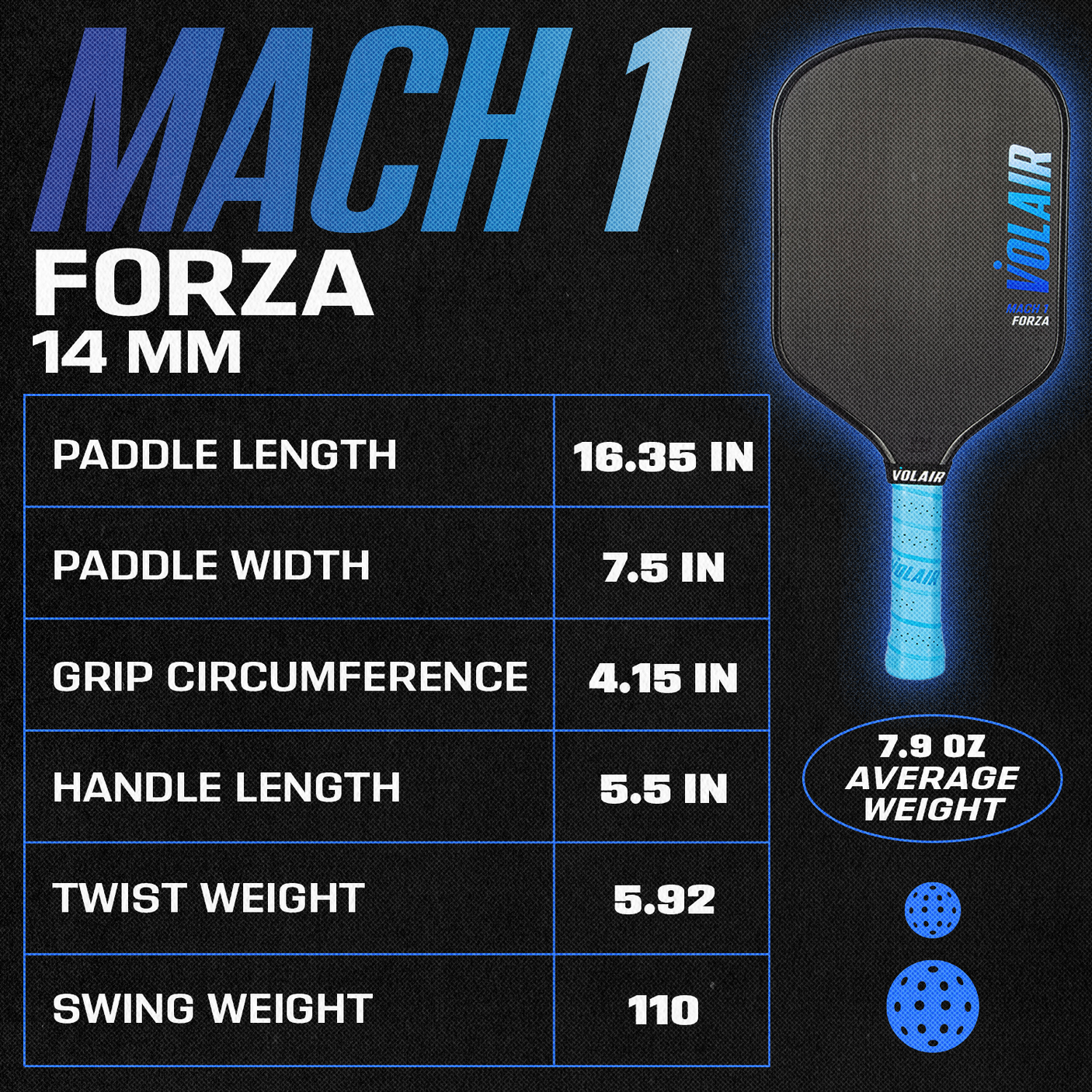 Volair Pickleball Paddle Mach 1 Forza