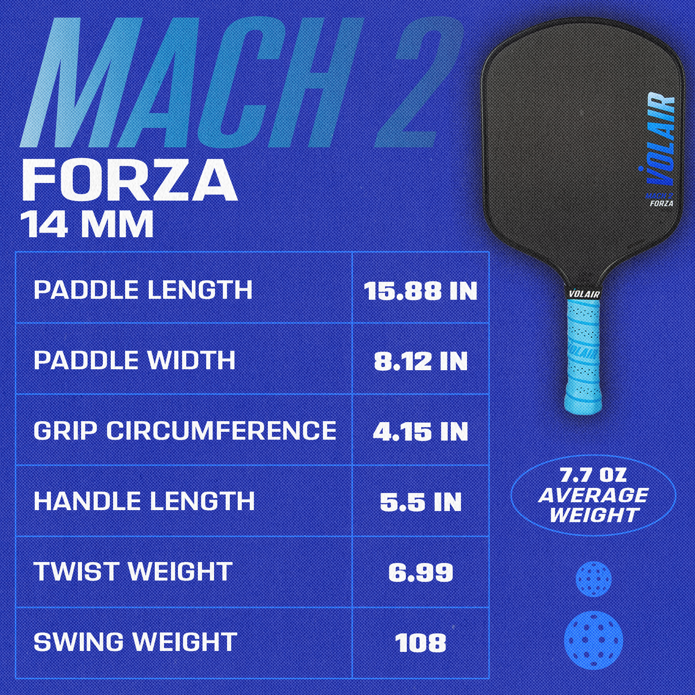 Volair Pickleball Paddle Mach 2 Forza