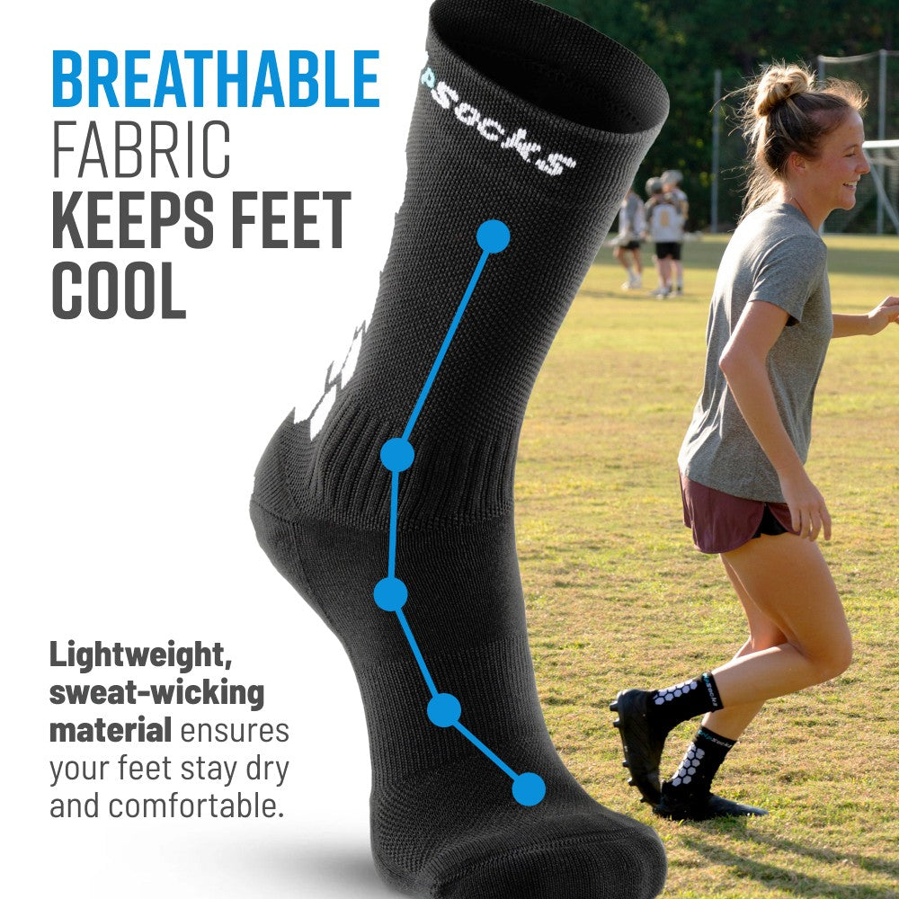 GripSocks for Soccer - Crew Height - Black