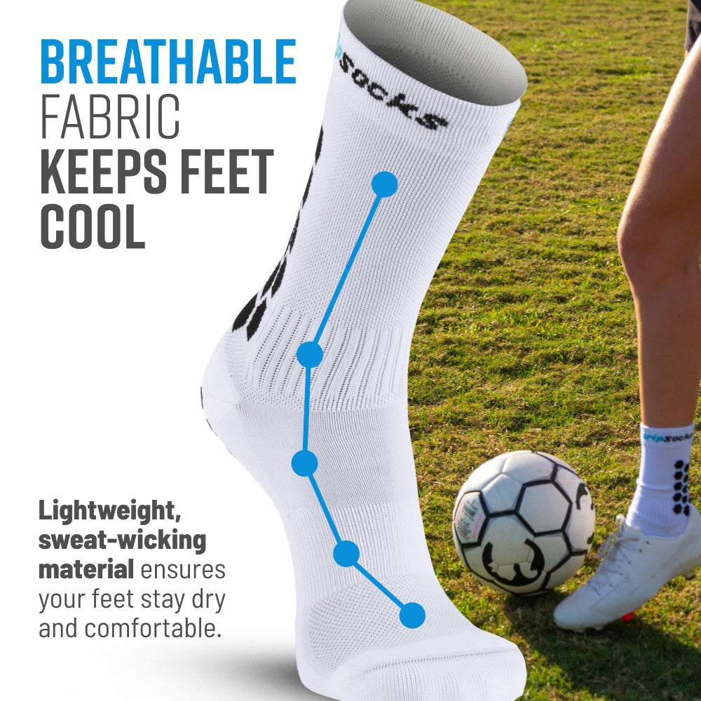 GripSocks for Soccer - Crew Height - White