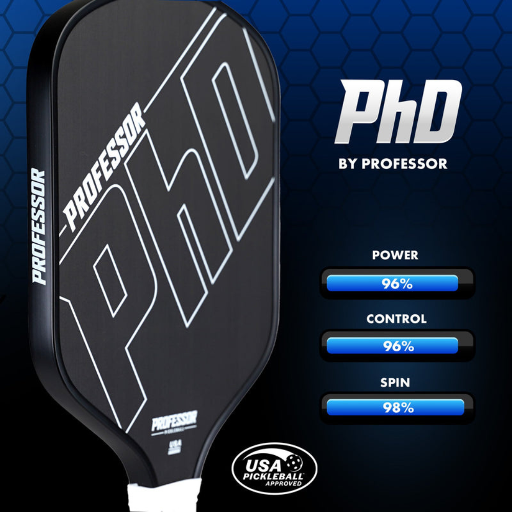 Professor Pickleball Paddle Black PhD 16mm