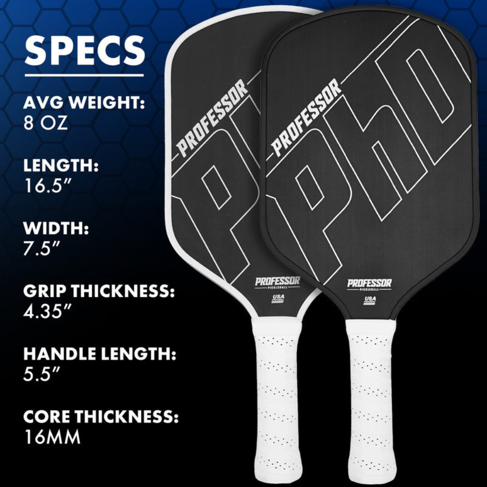 Professor Pickleball Paddle Black PhD 16mm