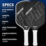 Professor Pickleball Paddle Black PhD 16mm