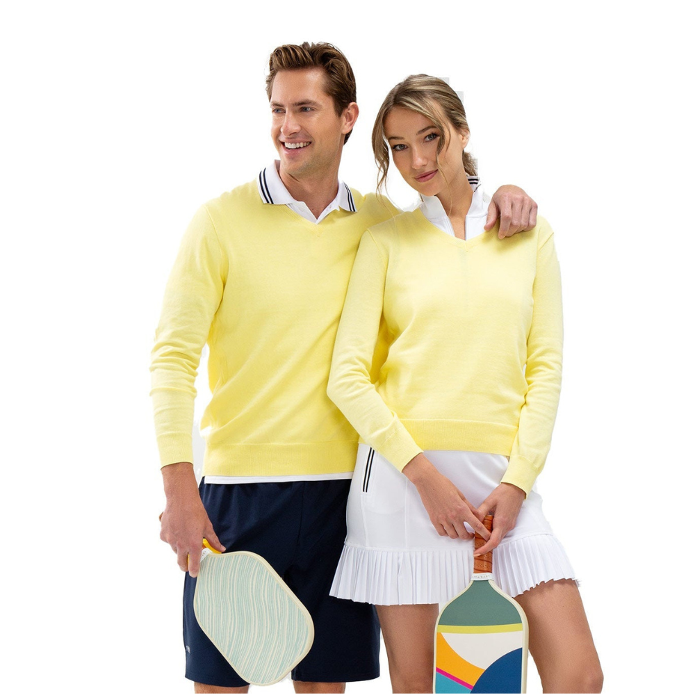 inPhorm NYC Classic V Neck Sweater - Lemonade