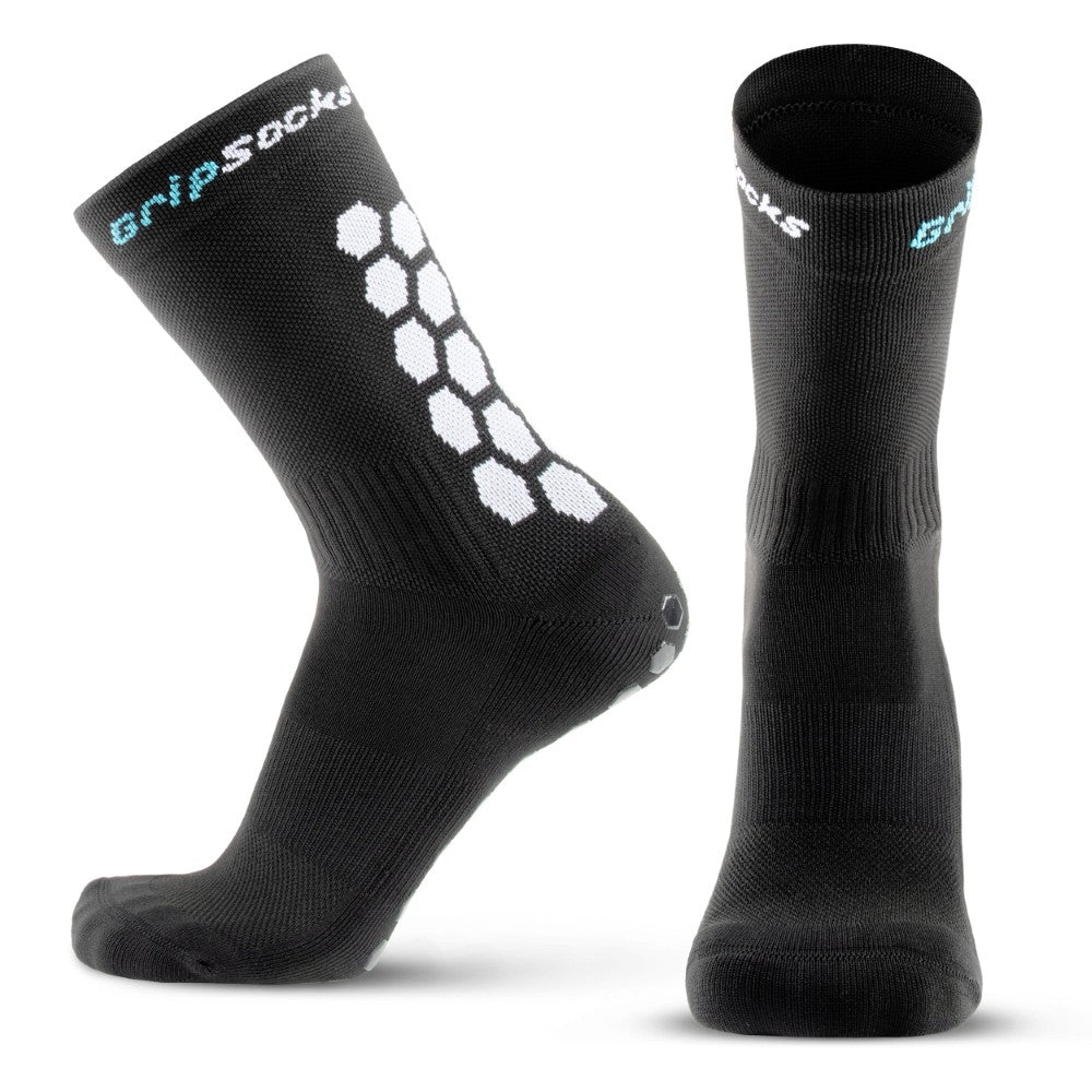 Athletic Socks With Grips - Crew Height - Black