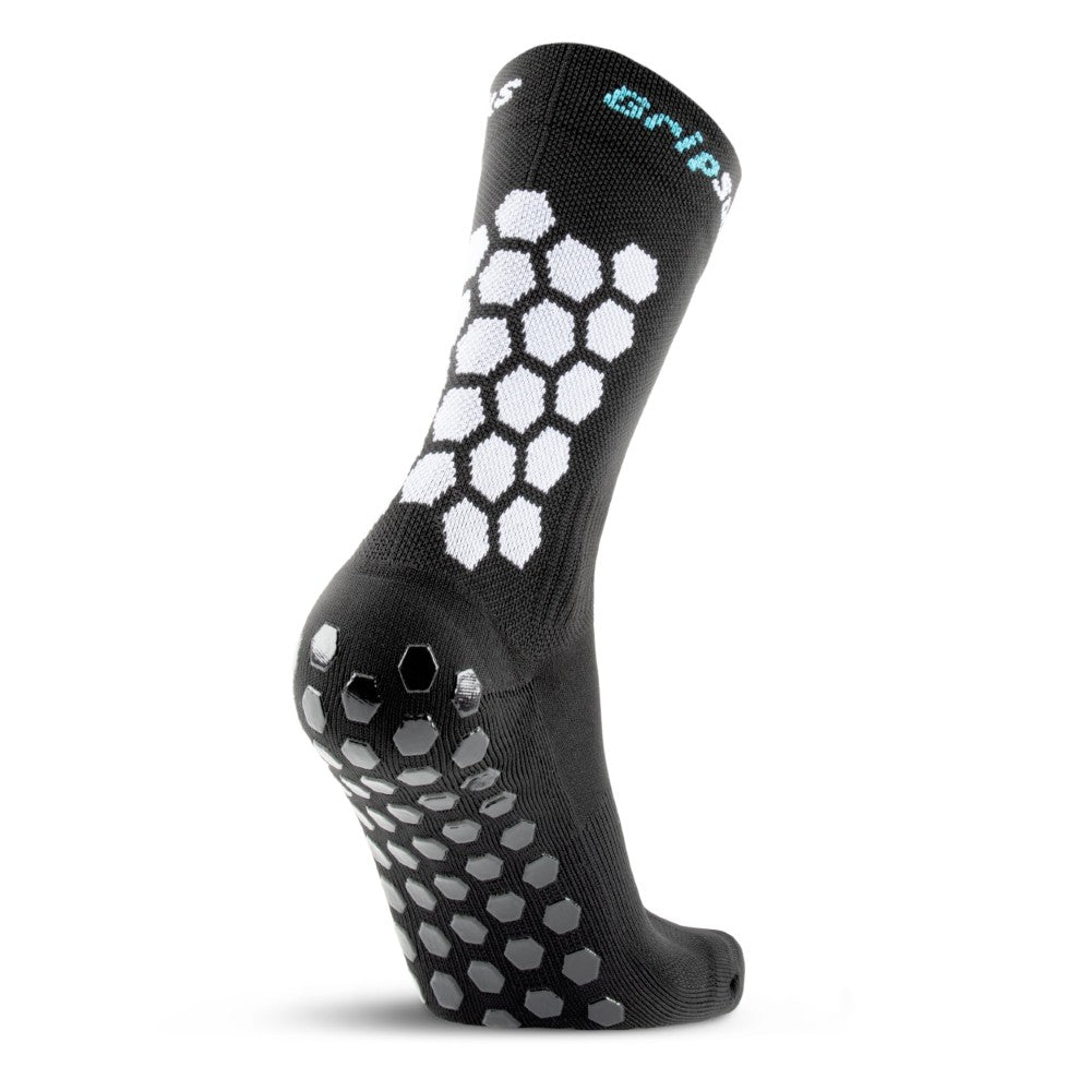 Athletic Socks With Grips - Crew Height - Black