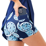 Falda pantalón plisada Bella de Pickleball azul marino con doble rebote
