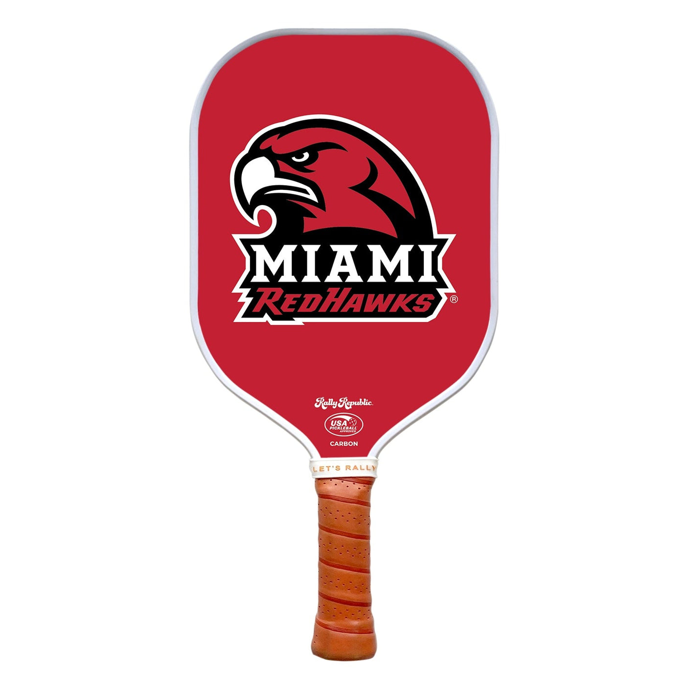 Rally Republic PIckleball Paddle - Miami RedHawks Red RedHawks Logo