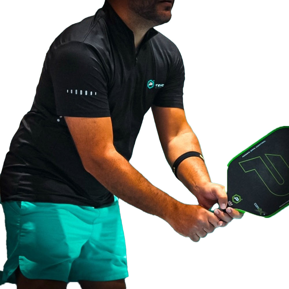 Potenza Pickleball - Sport Athletic Polo (Quarter Zip Collar) BLACK