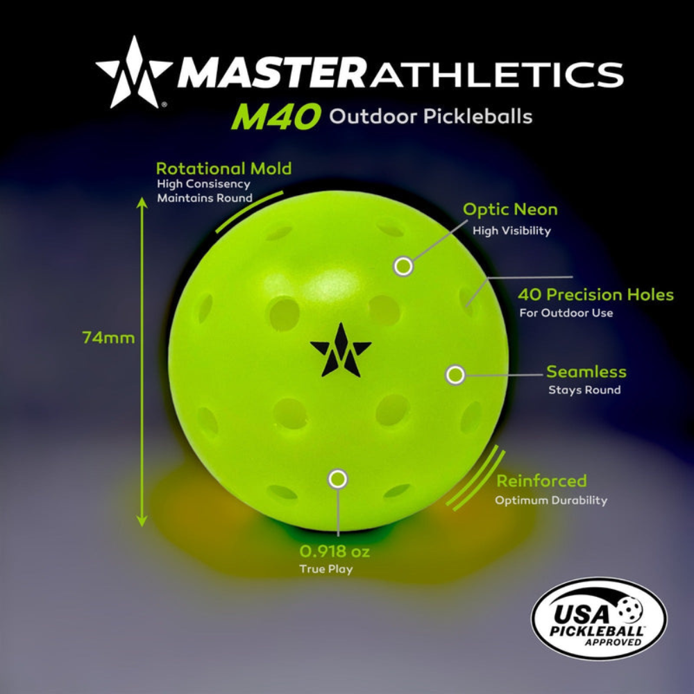 Master Athletics Pickleball M40 Outdoor Ball | Case of 100 Balls