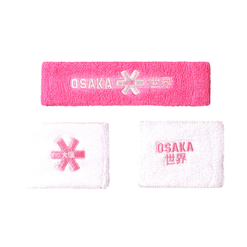 Osaka Sweatband Set | Begonia Pink-White