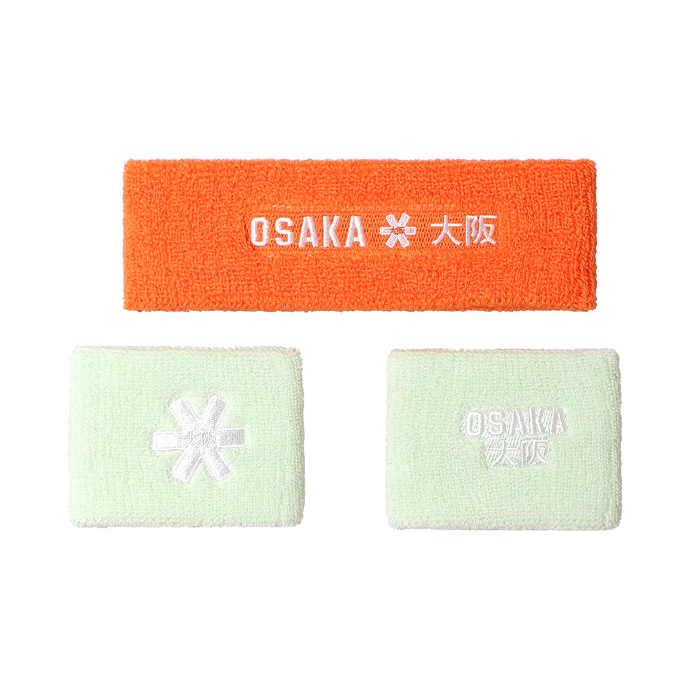 Osaka Sweatband Set | True Orange-Opal Green