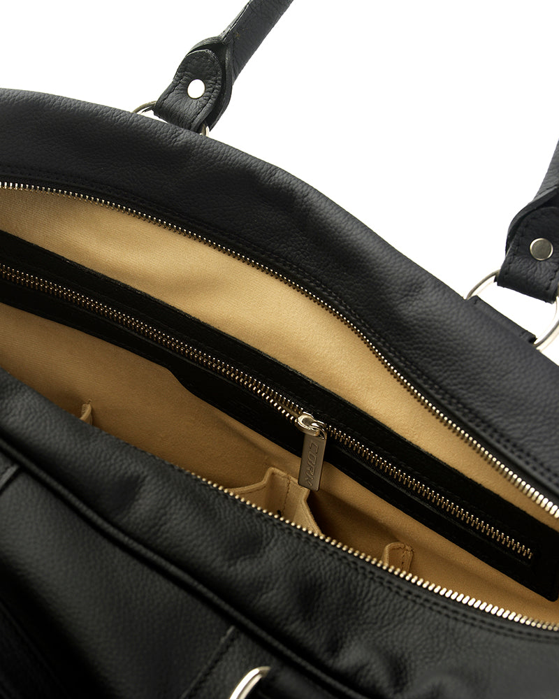 Cork Padel Vintage Leather Handbag Black/Silver