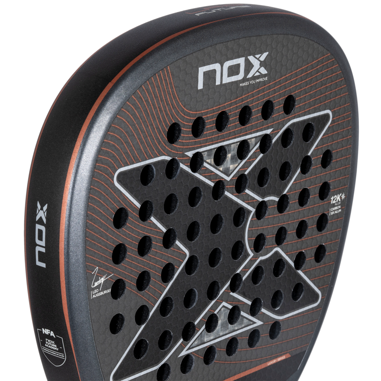 Nox Padel Racket Charcoal 12K Aluminized LA10 Leo Augsburger 2024