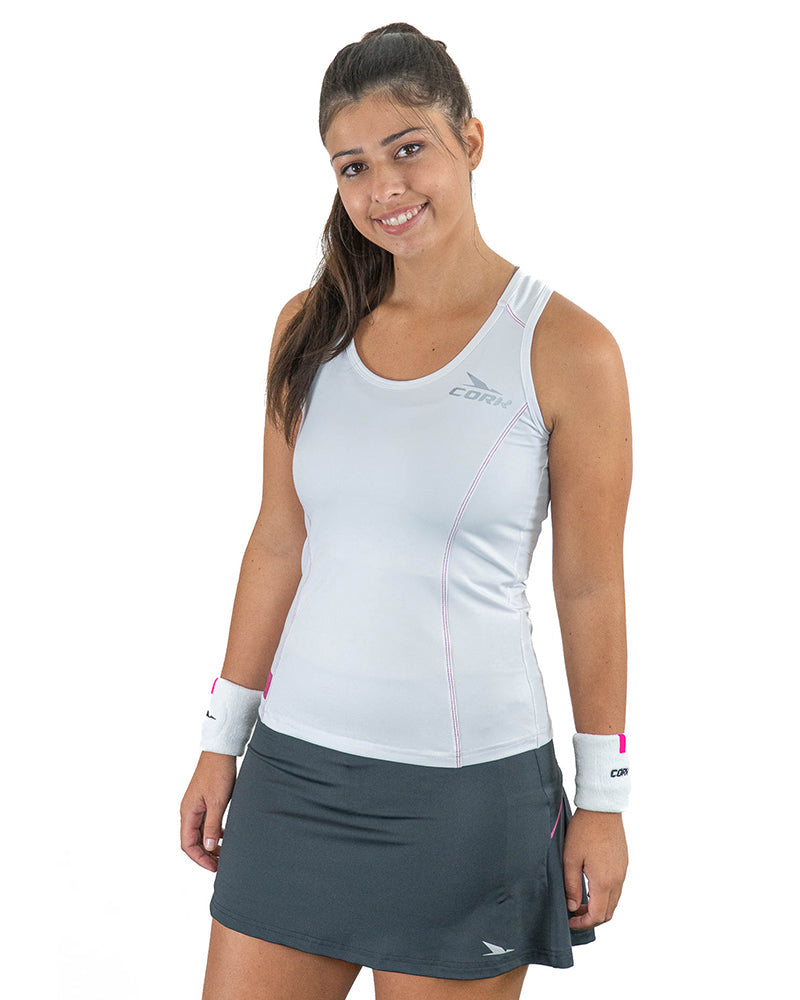 Cork Padel Women's Premium Pleated Skirt Gray