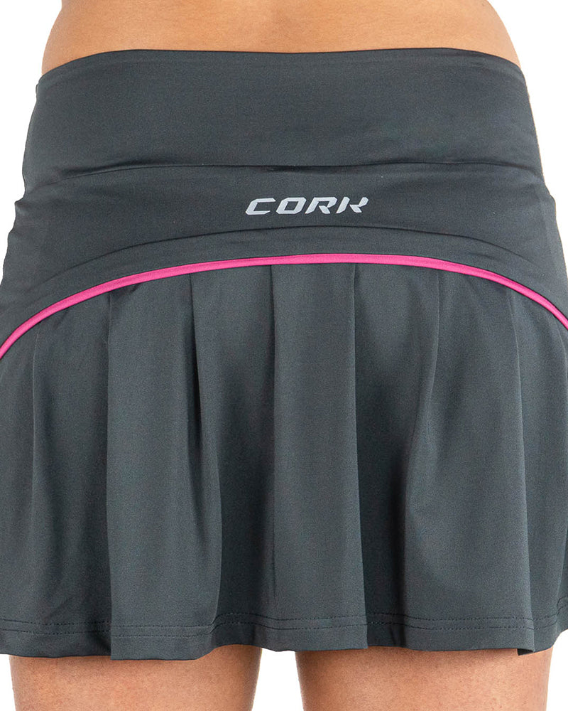 Cork Padel Women's Premium Pleated Skirt Gray
