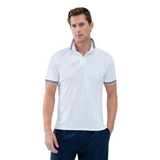 inPhorm NYC Performance Men's Classic Tennis Rib Collar Polo - White/Midnight