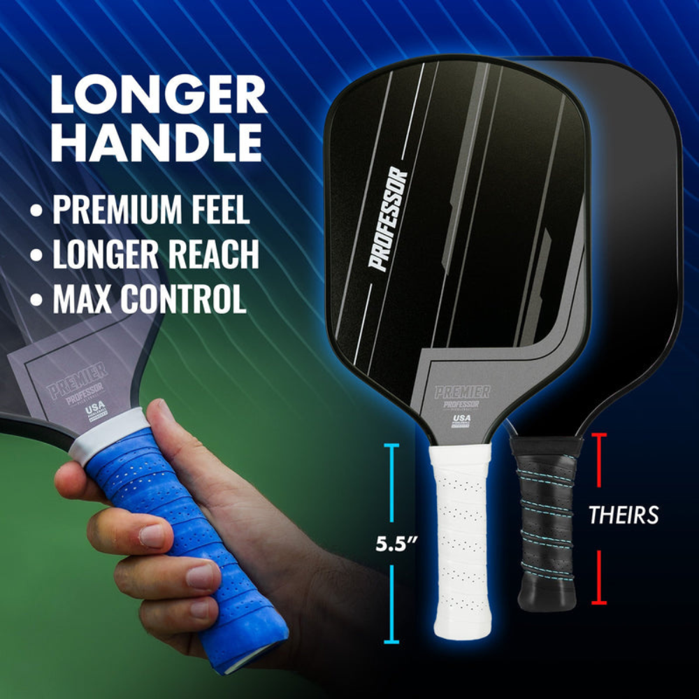 Professor Pickleball Premier Paddle Set | 2 Paddles, 4 Balls, 2 Grips, & Bag