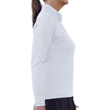 Picckleball Bella Camiseta de manga larga con cremallera de 1/4, blanco clásico