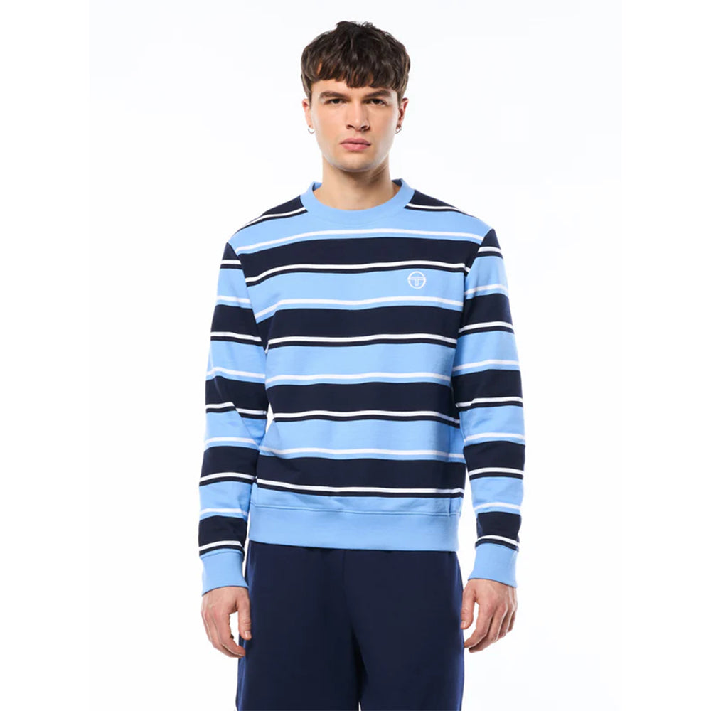 Sergio Tacchini Strisce Camiseta de cuello redondo a rayas | Azul marítimo