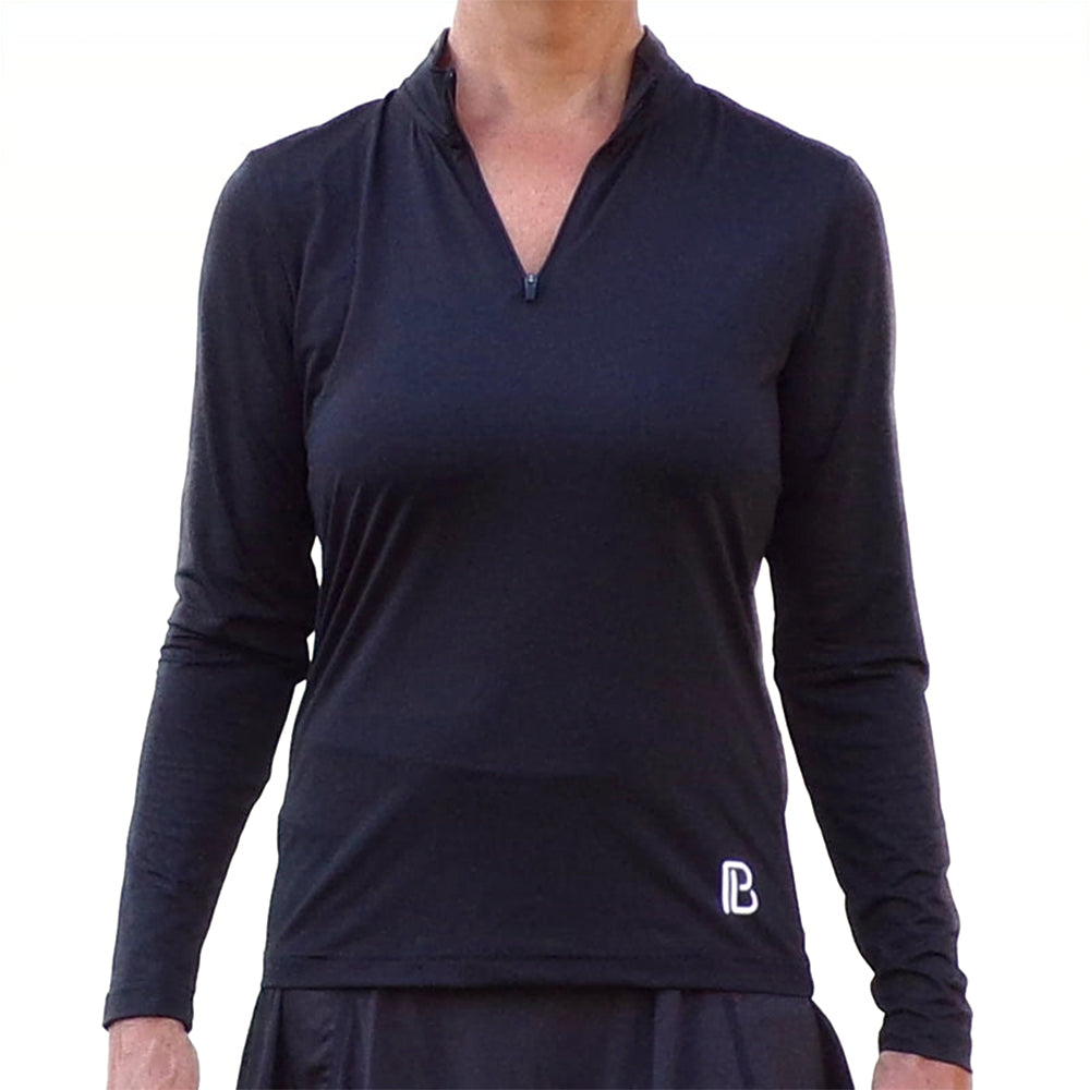 Picckleball Bella 1/4 Zip Manga Larga Negro