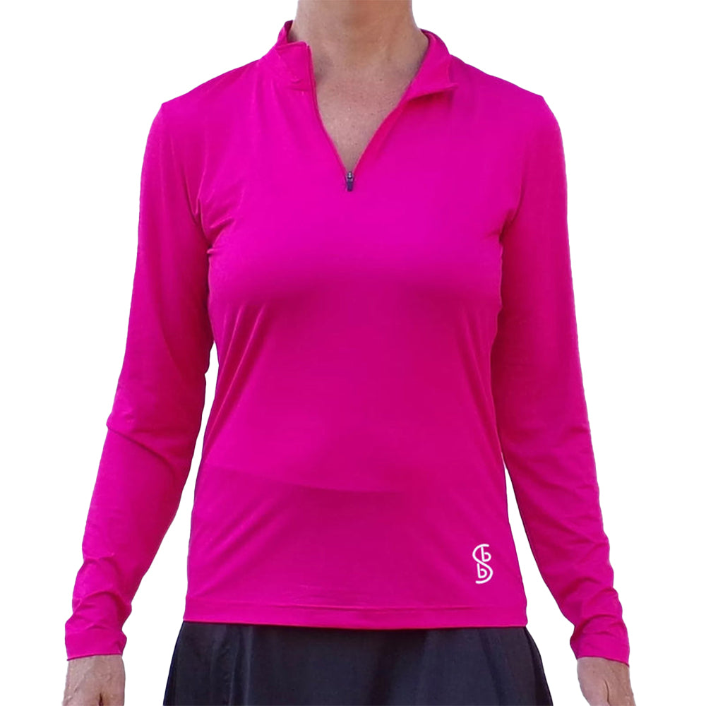 Camiseta de manga larga con cremallera Picckleball Bella 1/4 rosa