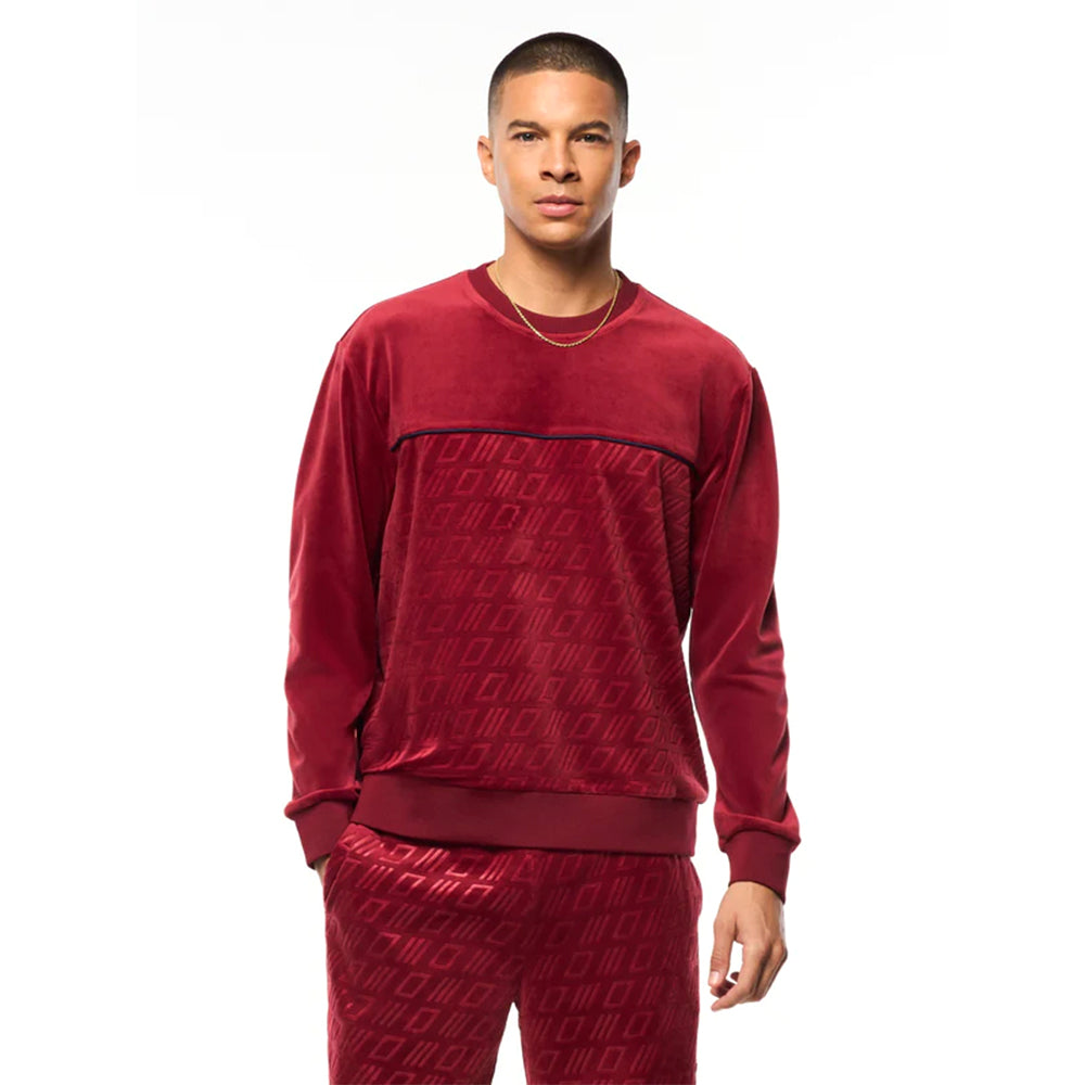 Sergio Tacchini Bandiera Debossed Velour Crewneck | Rhubarb