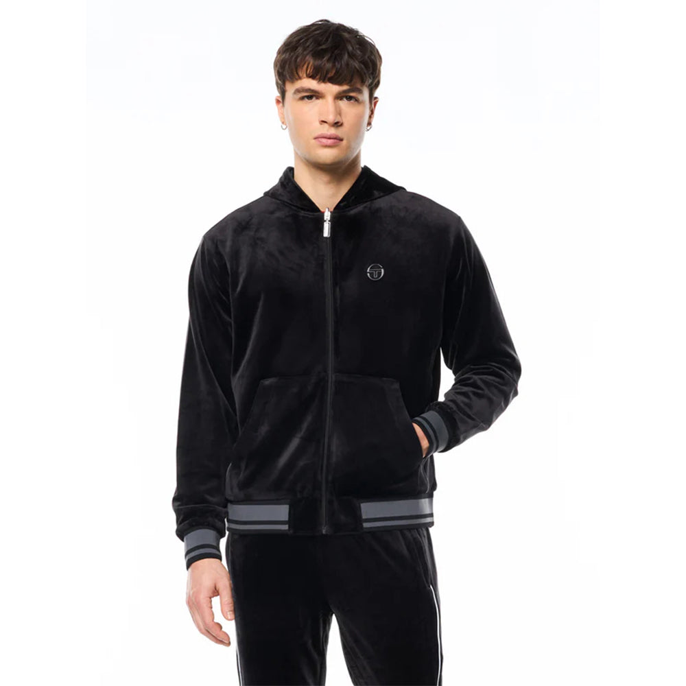 Chaqueta de chándal reversible Sergio Tacchini Viaggioa de velour | Negro Noche