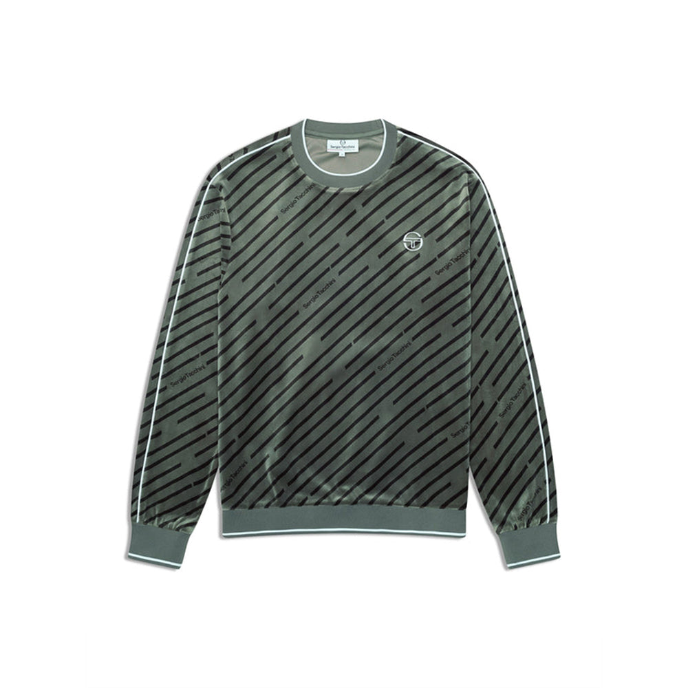 Sergio Tacchini Obliquo Velour Crewneck | Verde Agave