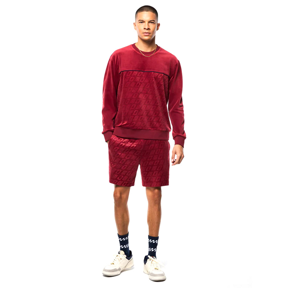 Sergio Tacchini Bandiera Debossed Velour Crewneck | Rhubarb