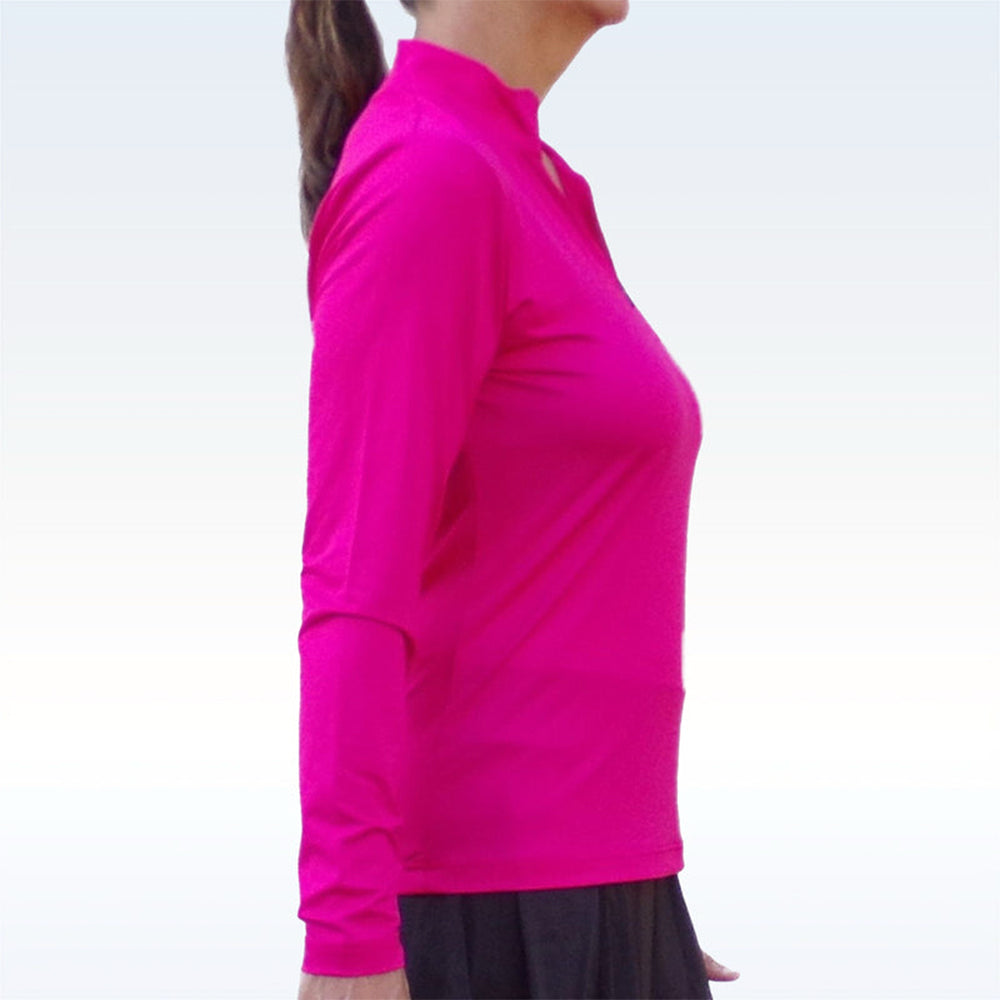 Camiseta de manga larga con cremallera Picckleball Bella 1/4 rosa