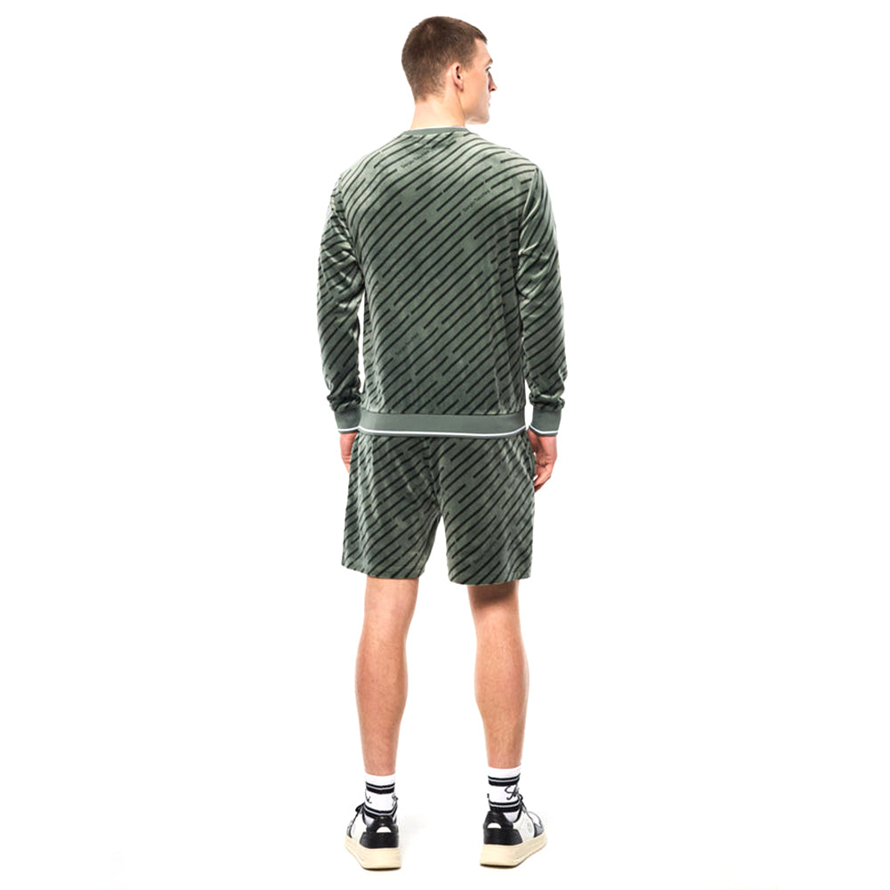 Sergio Tacchini Obliquo Velour Crewneck | Verde Agave