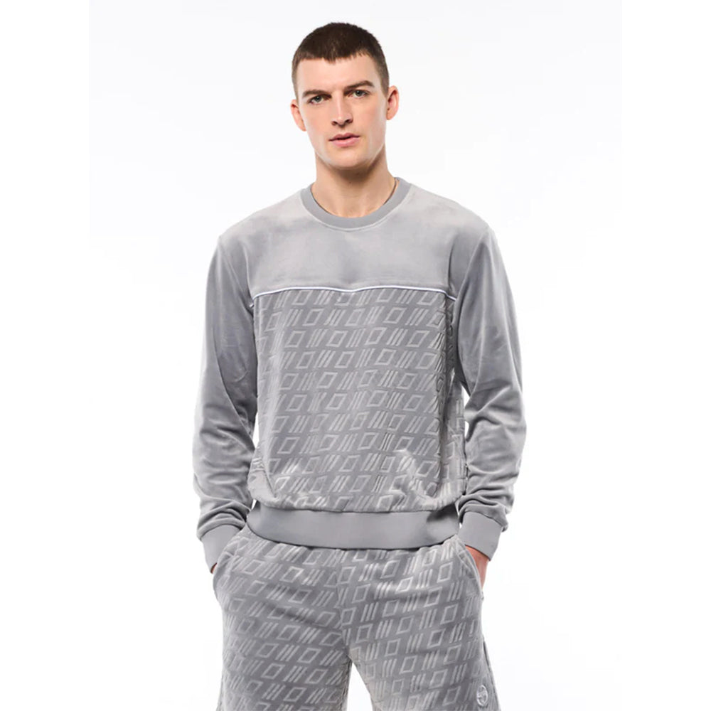 Sergio Tacchini Bandiera Debossed Velour Crewneck | Sleet