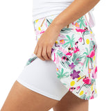 Queen Of The Court White Pickleball And Flamingos Endurance 15" Skirt