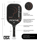 Rokne Pickleball Paddle Republic 2.16 - Unidirectional Carbon Fiber