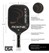 Rokne Pickleball Paddle Republic 2.16 - Unidirectional Carbon Fiber