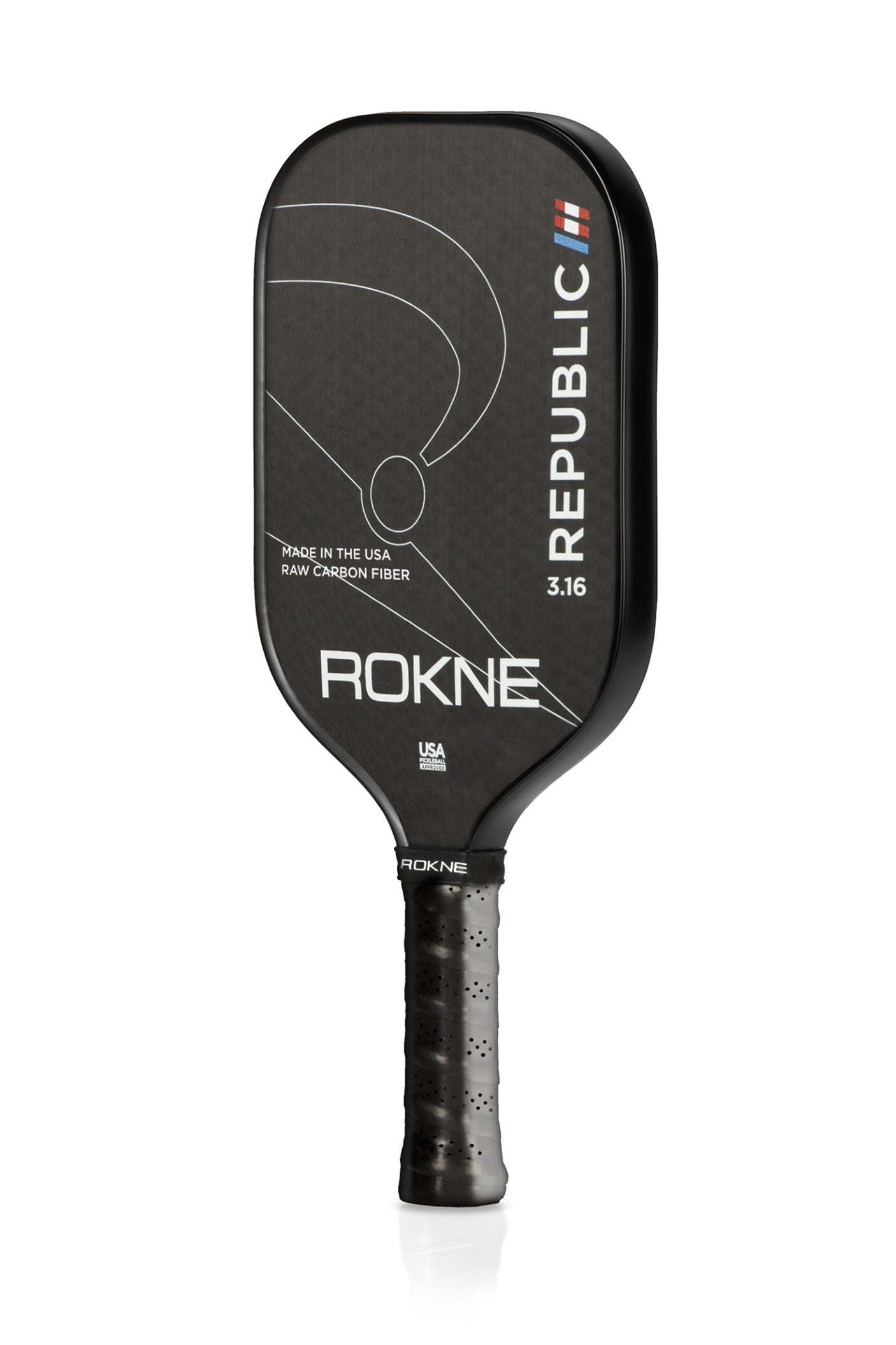 Rokne Pickleball Paddle Republic 3.16 - Raw Carbon Fiber