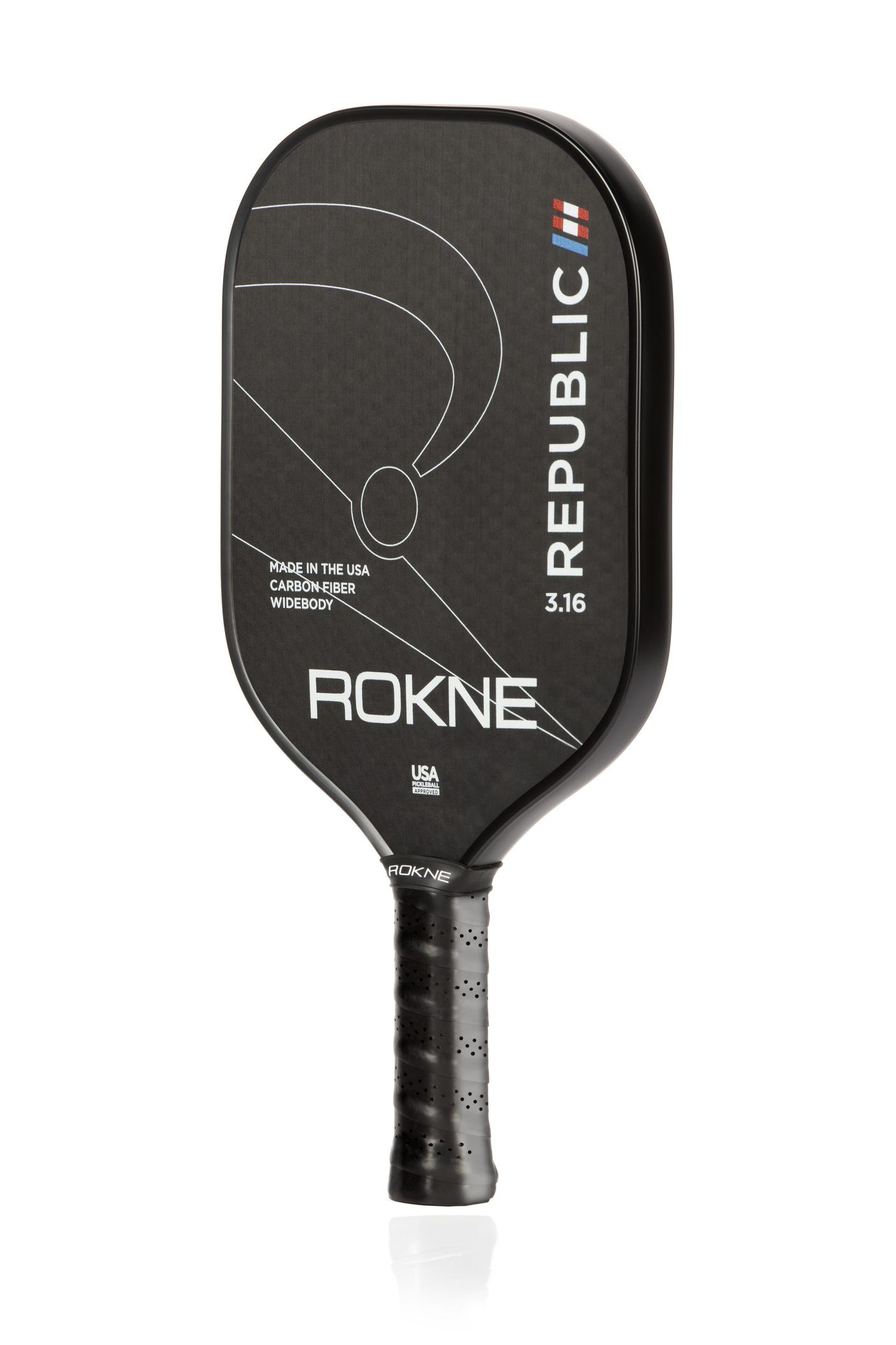 Rokne Pickleball Paddle Republic 3.16 - Raw Carbon Fiber