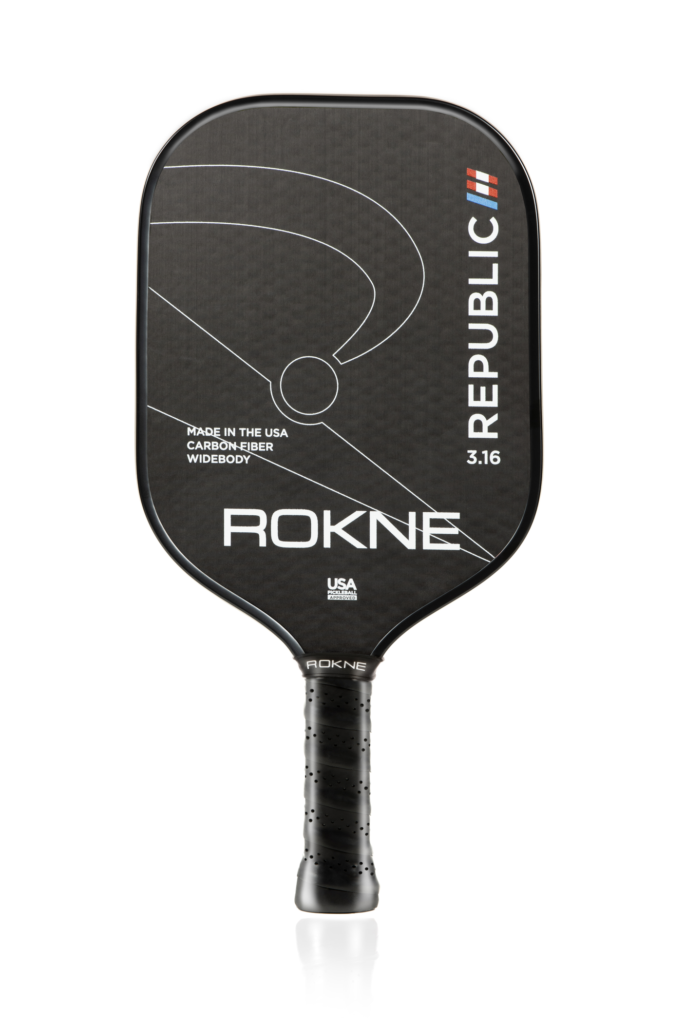 Rokne Pickleball Paddle Republic 3.16 - Raw Carbon Fiber