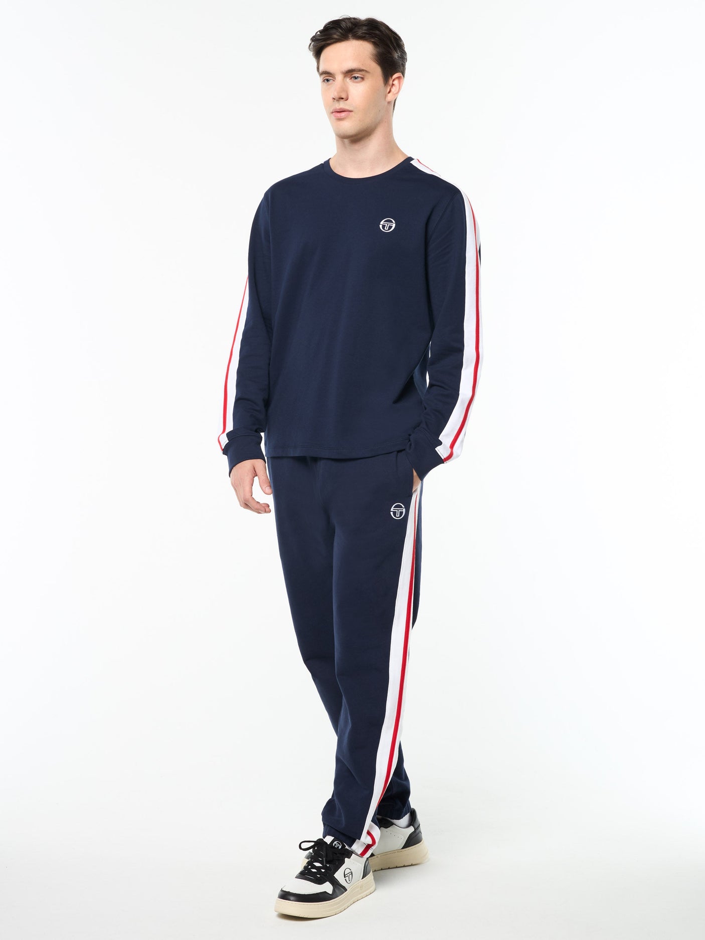 Sergio Tacchini Macchina Long Sleeve T - Shirt - Maritime Blue