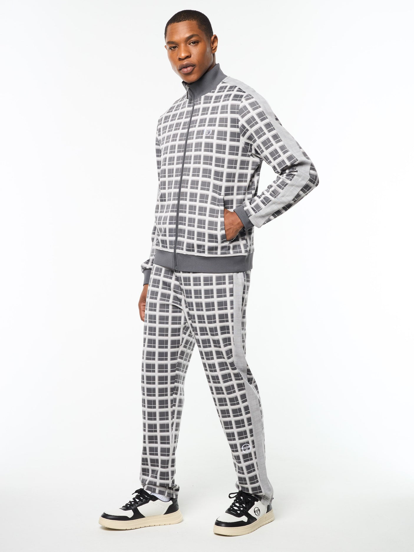 Sergio Tacchini Damarindo Check Track Jacket - Quiet Grey