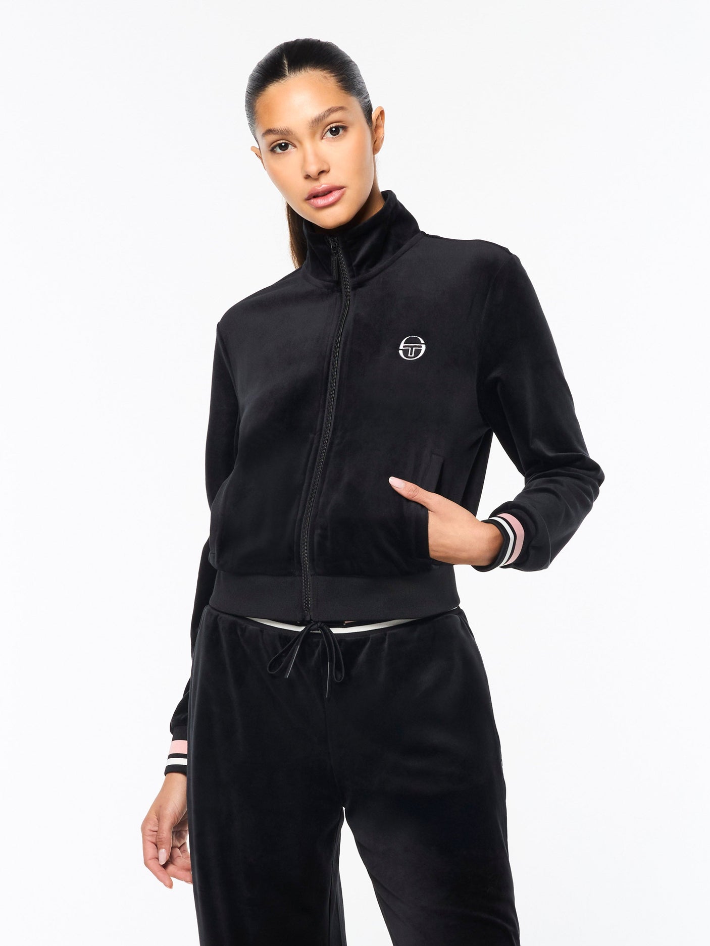Sergio Tacchini Adele Velour Track Jacket - Black Beauty