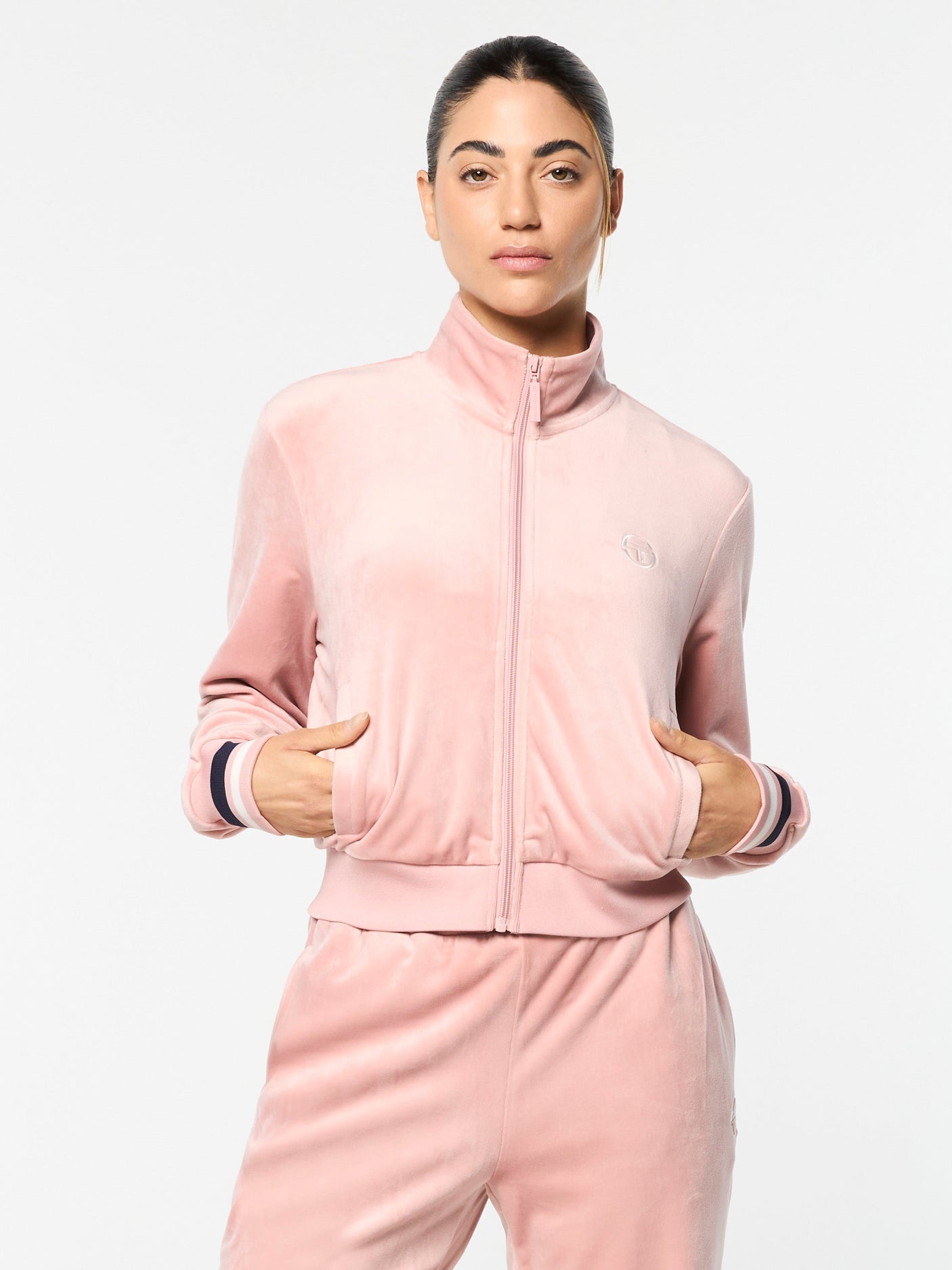 Sergio Tacchini Adele Velour Track Jacket - Pale Mauve